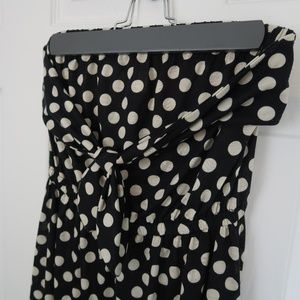 Black & White Polka Dot Bow-Front High-Low Straple